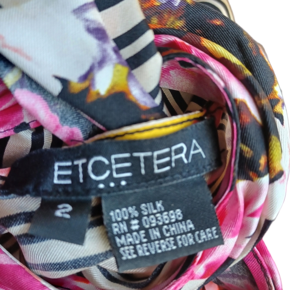Etcetera Womens Silk Halter Top Multicolor Floral Ribbon Belt Long Size Small - Picture 9 of 9